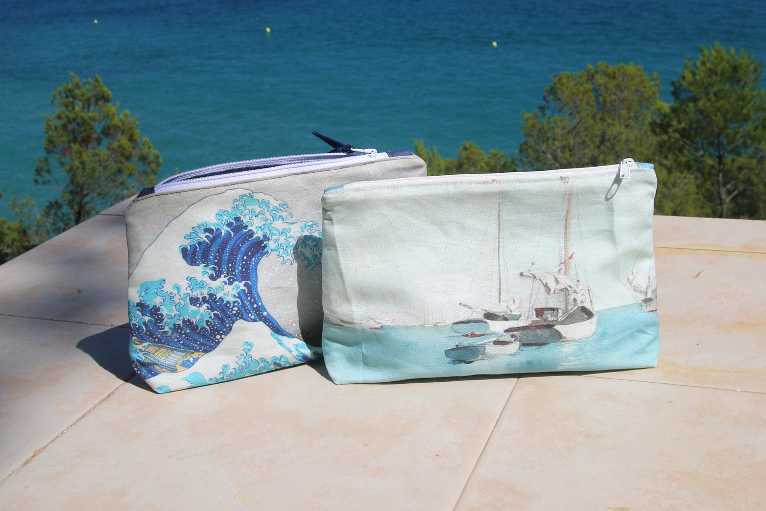 pochettes en tissu estivales en kit à coudre à faire soi-même