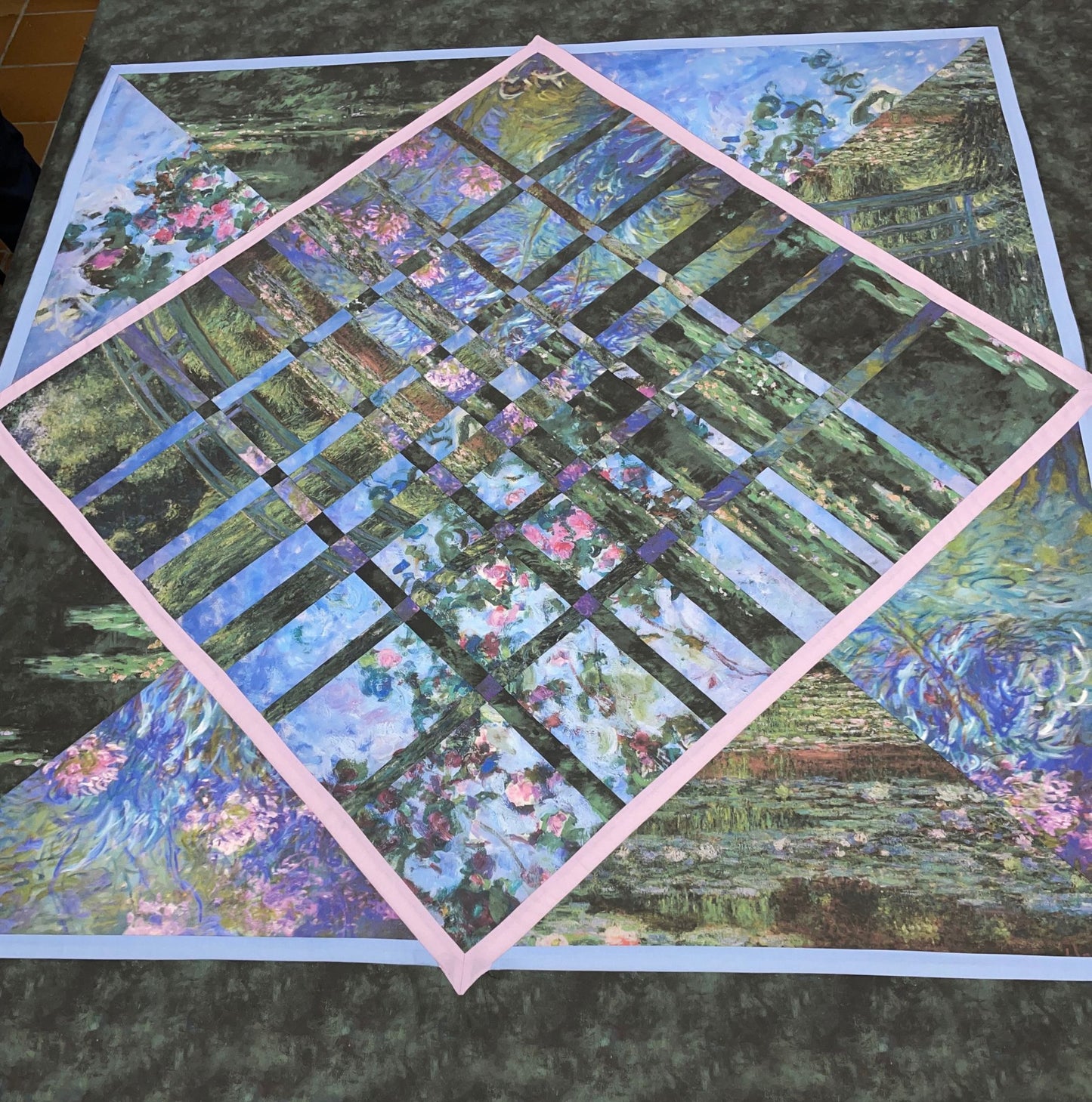 Patchwork quilt floral Claude Monet 142x142 cm