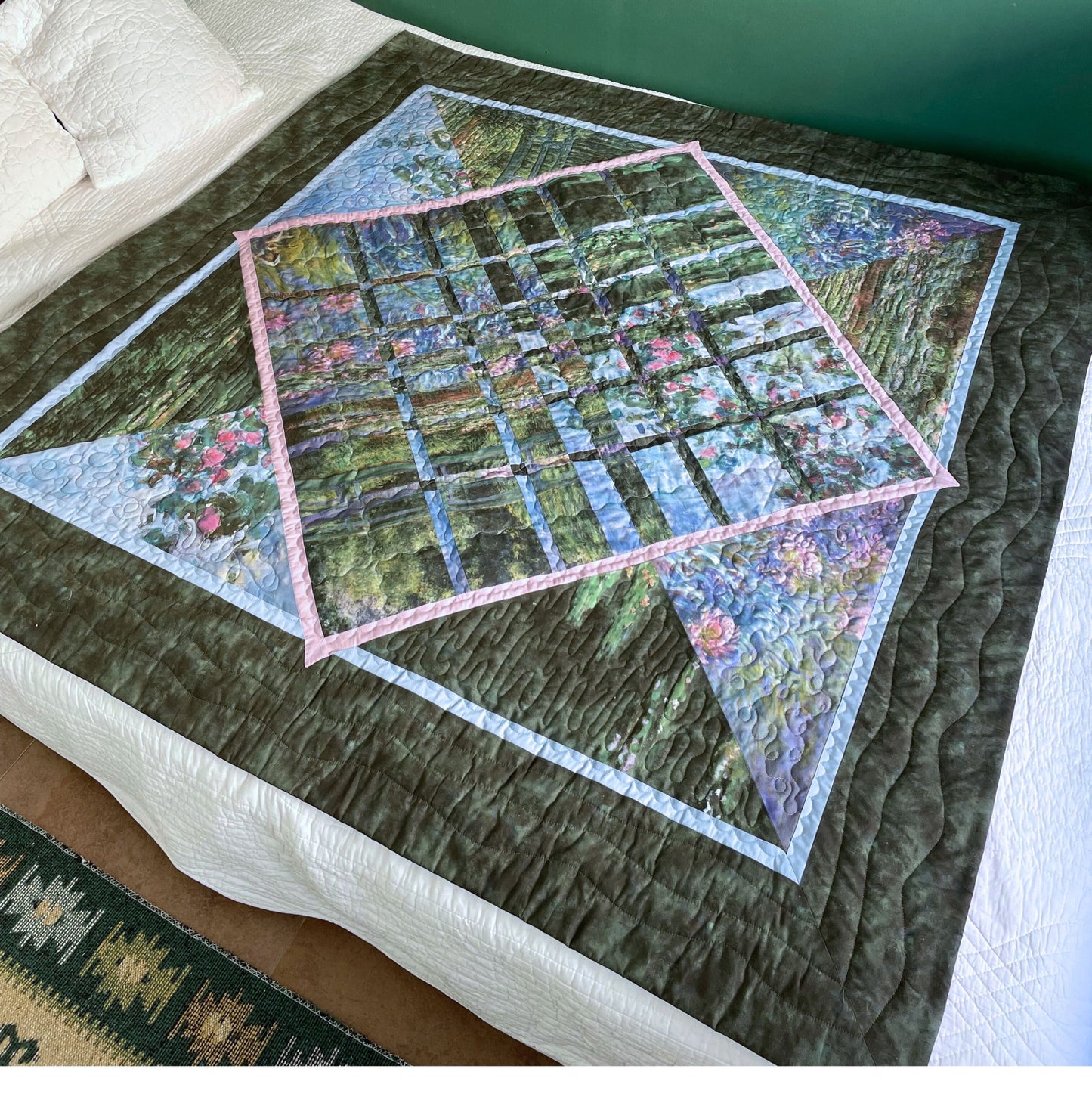 Patchwork quilt floral Claude Monet 142x142 cm