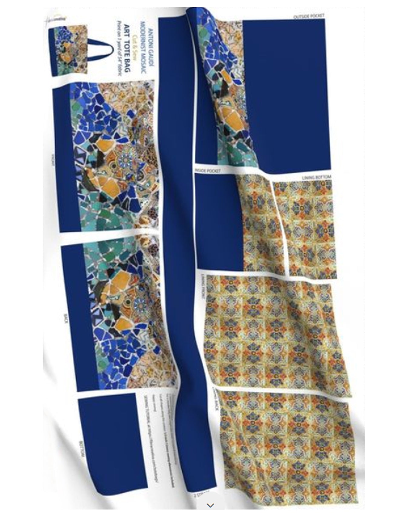 Sewing kit tote bag Gaudi mosaic