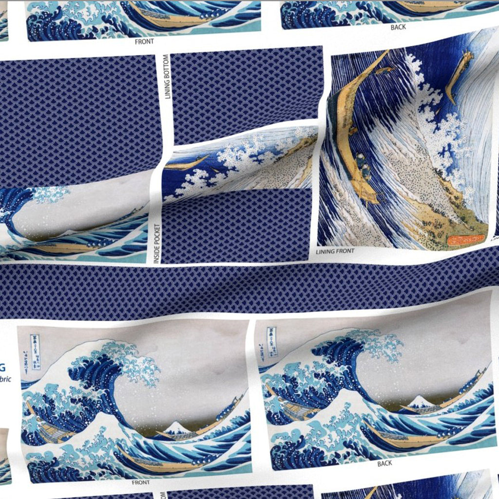 kit couture sac cabas Grande vague de Kanagawa de Hokusai