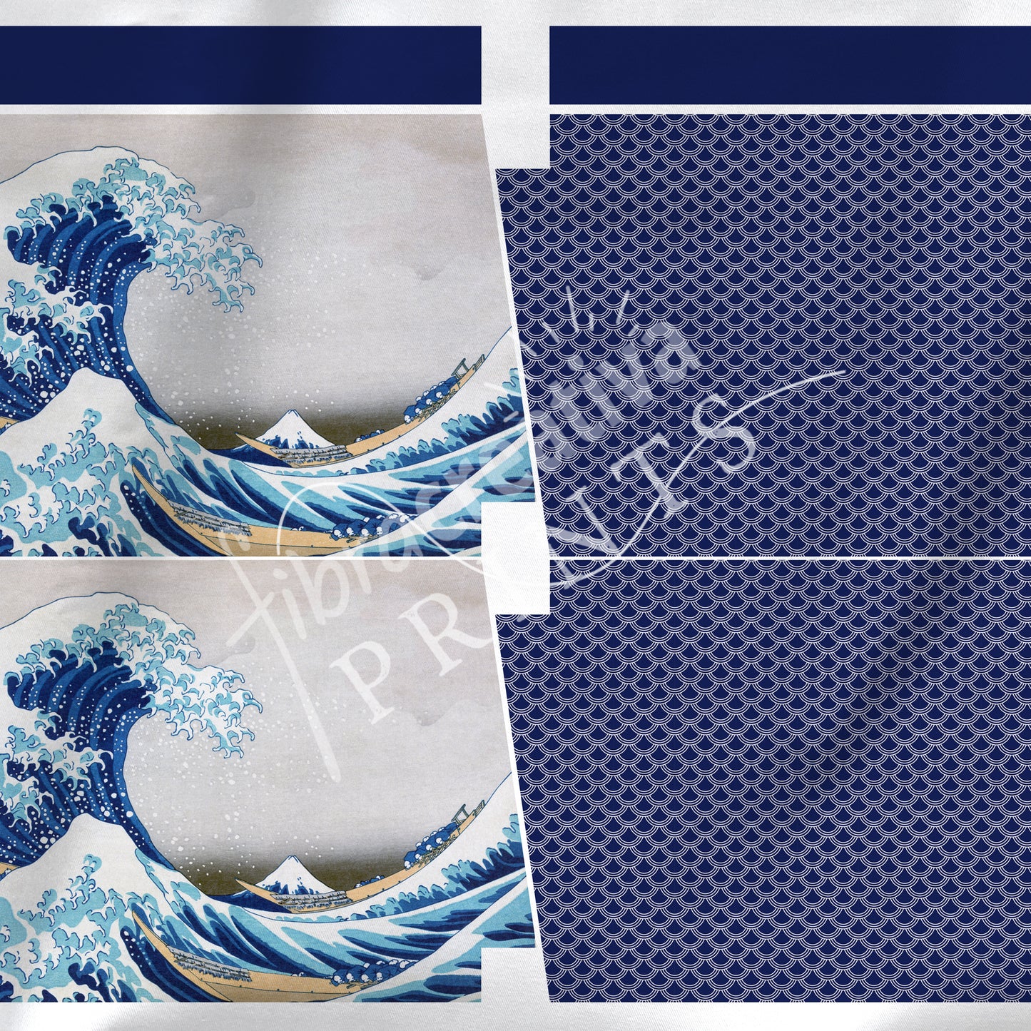 Kit couture pochette zippée imprimée La Grande Vague de Hokusai
