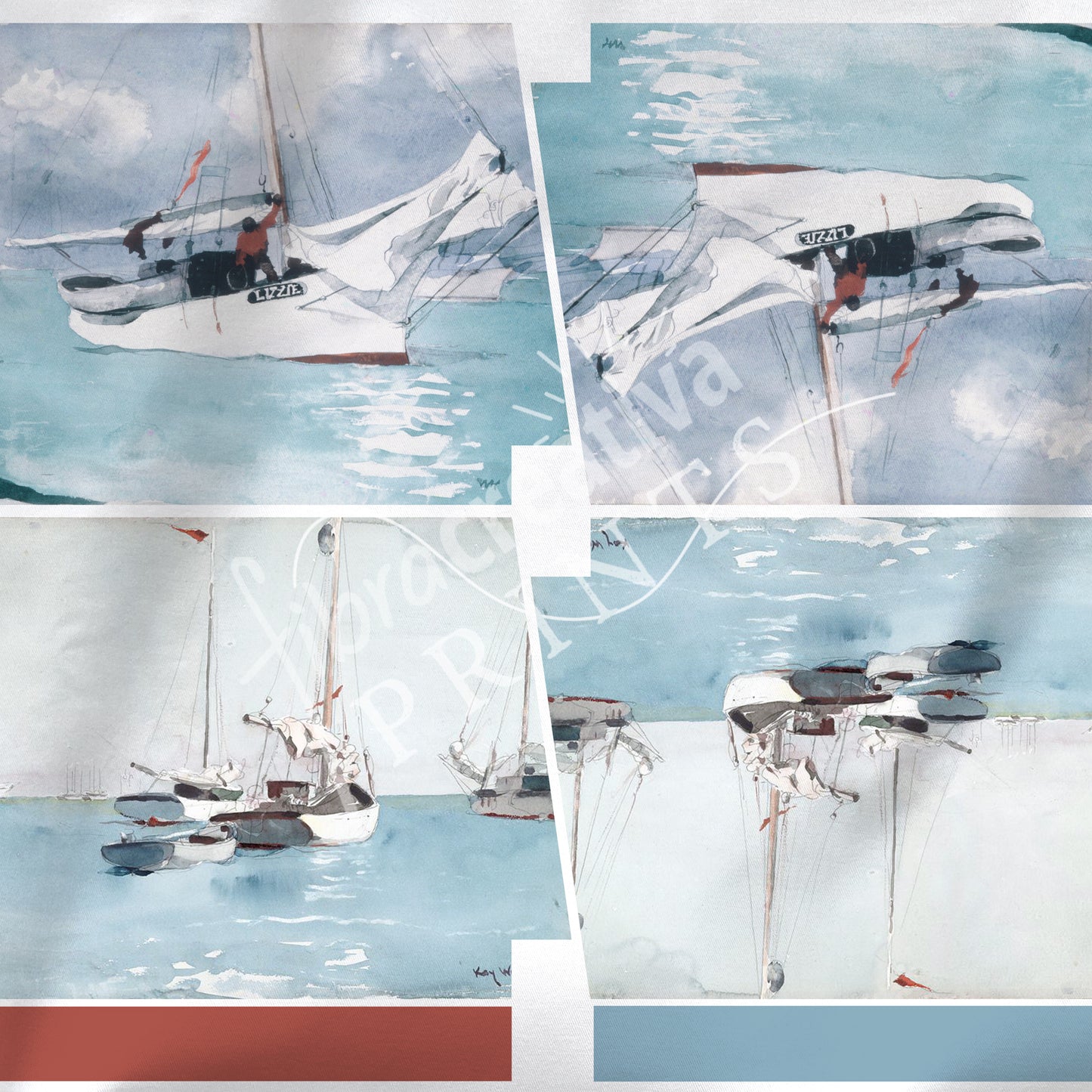 Kit couture pochette zippée imprimée paysage marin Key West
