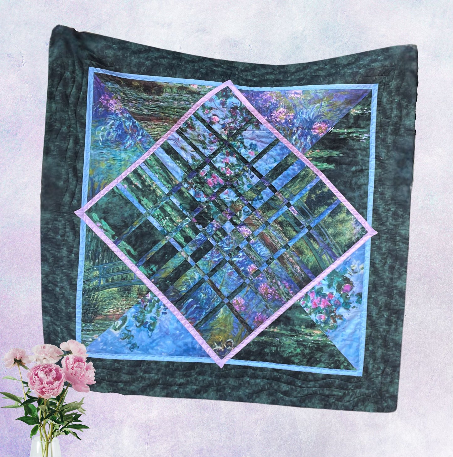 Patchwork quilt floral Claude Monet 142x142 cm
