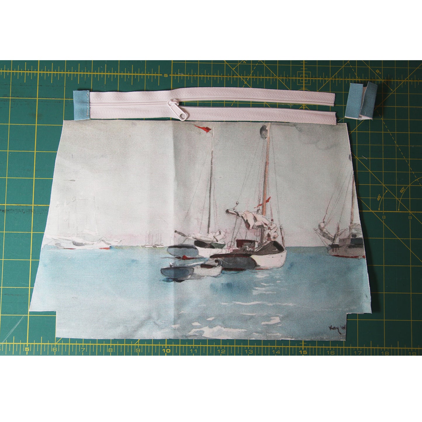 Kit couture pochette zippée imprimée paysage marin Key West