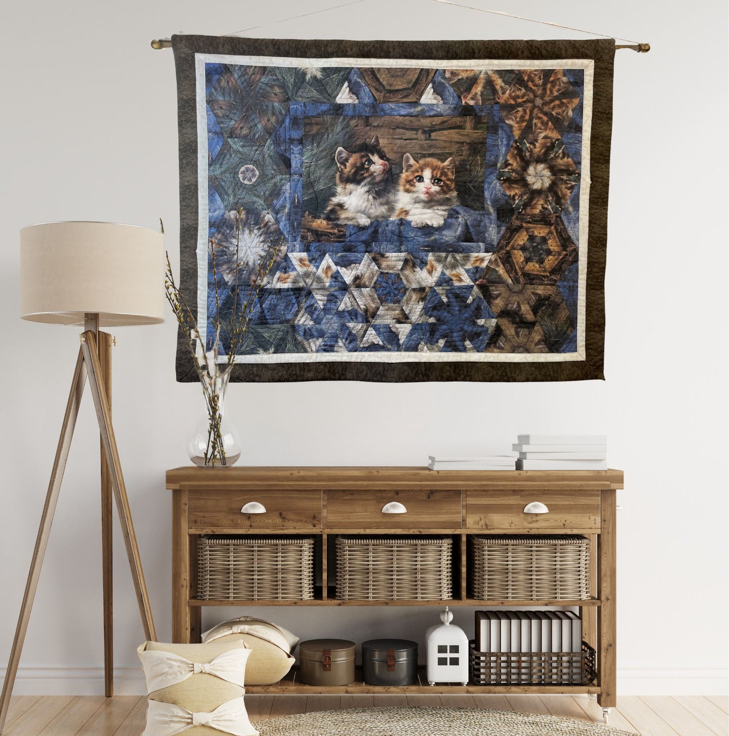 patchwok deco murale chatons hexagones kaléidoscope