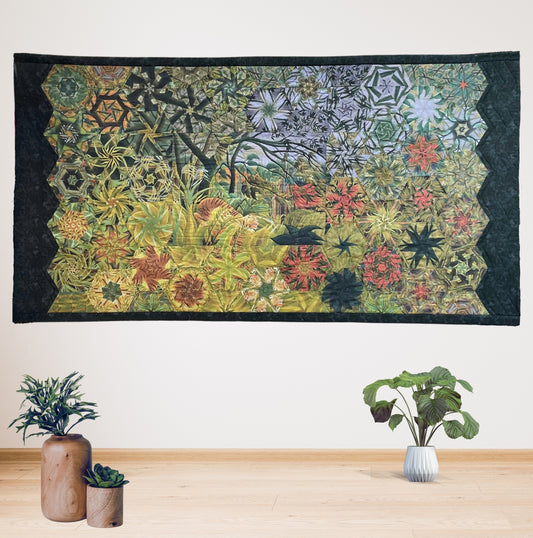 Kit patchwork One Block Wonder quilt Tigre dans la Jungle hexagones vert jaune