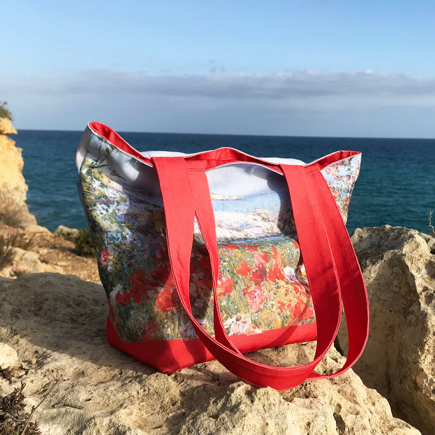 Sac tote coquelicots et paysage Childe Hassam