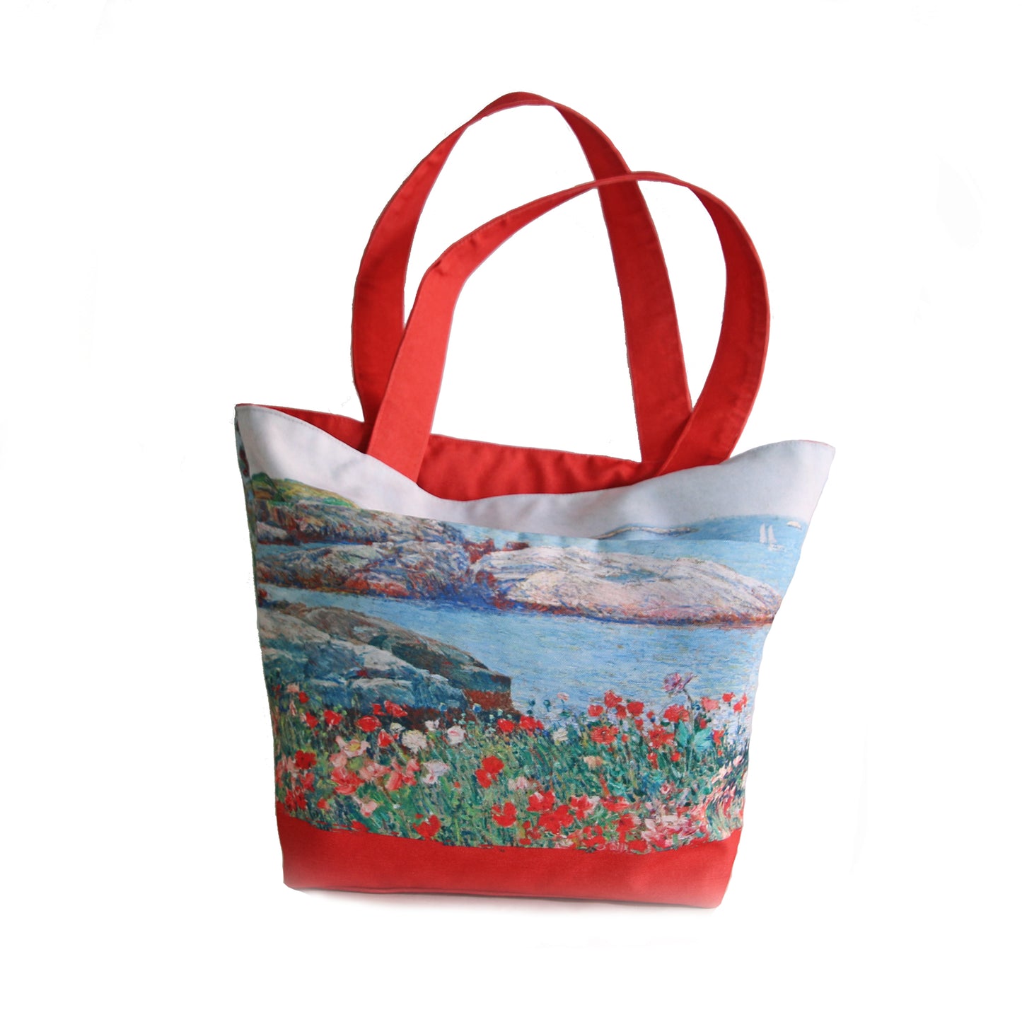 Sac cabas imprimé paysage marin et coquelicots en kit couture