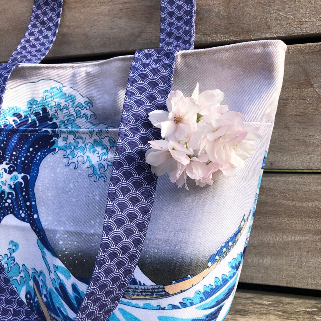 Kit couture sac cabas La Grande Vague de Hokusai DIY