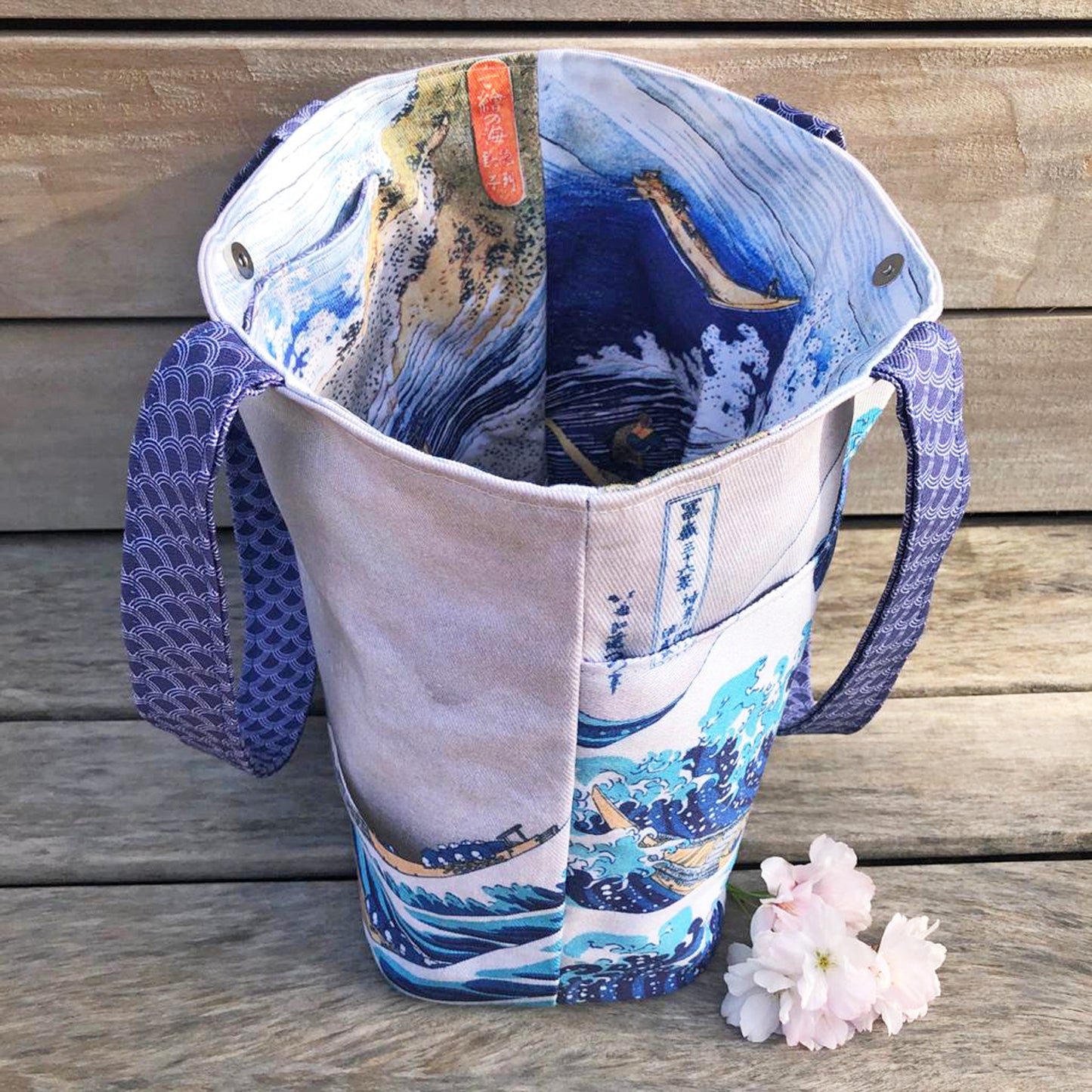 Kit couture sac cabas La Grande Vague de Hokusai DIY
