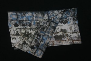 Fibra Creativa bufanda seda hombre gris azul lichen