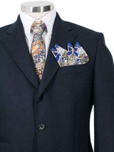 Corbata y pochette de traje para hombre en seda estampado Gaudi mosaico