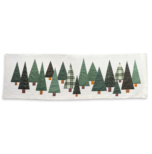 Chemn de table patchwork appliqué sapin verts kit de quilting