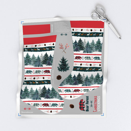 Bottes de Noël à réaliser soi-même en kit couture - sapins verts et ours