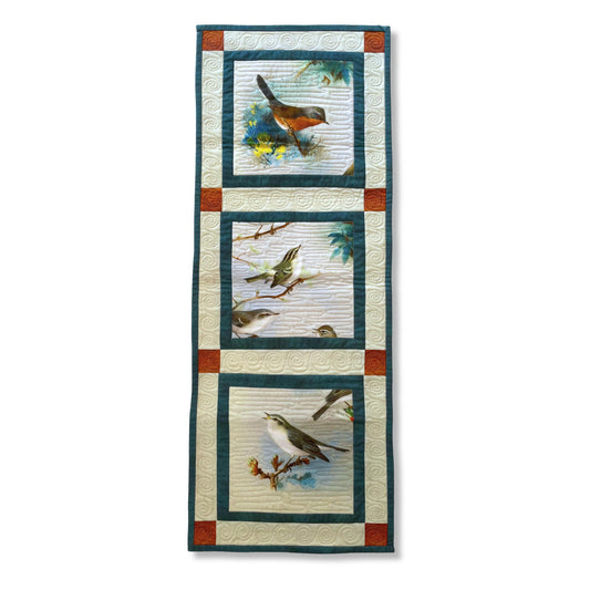 kit patchwork débutant facile à coudre chemin de table aux oiseaux piécé