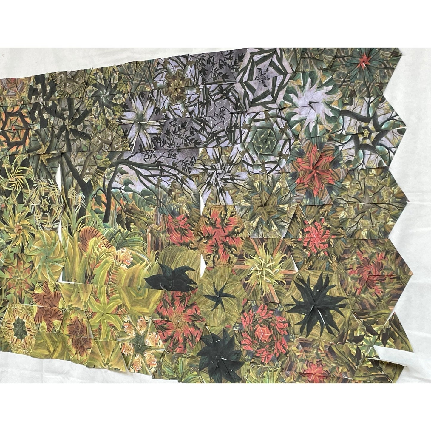 Kit patchwork One Block Wonder quilt Tigre dans la Jungle hexagones vert jaune