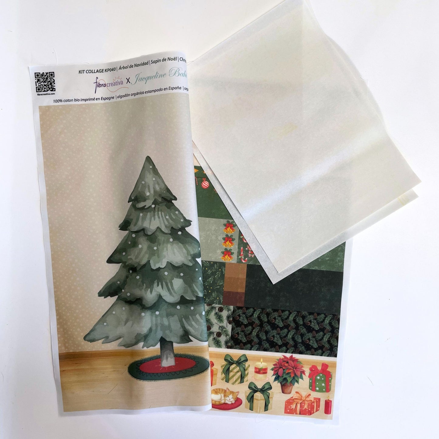 Kit patchwork appliqué Sapin Joyeux Noël collage en tissu débutants