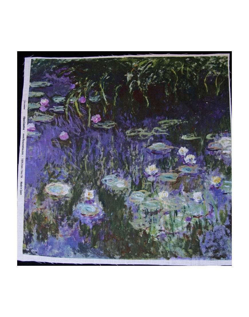 Tissu en lin imprimé oeuvre d'art Monet Agapanthes