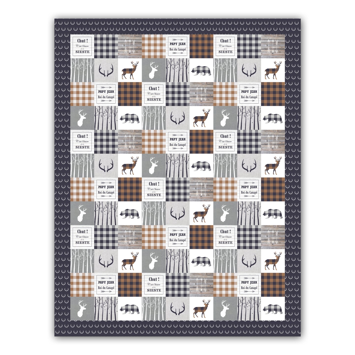Kit patchwork couverture homme personnalisée Animaux de la forêt