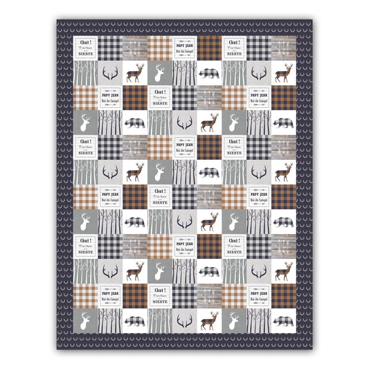 Personalized men's patchwork quilt kit forest animals