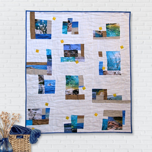 Plaid patcwhork moderne artisanal fait main design exclusif paysage mediterranéen