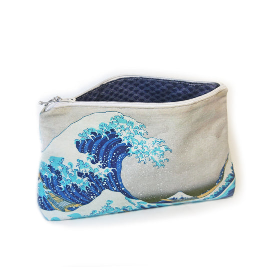 Kit couture pochette zippée imprimée La Grande Vague de Hokusai