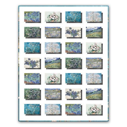 Kit patchwork Couverture moderne Van Gogh fleurie iris amandier en coton bio