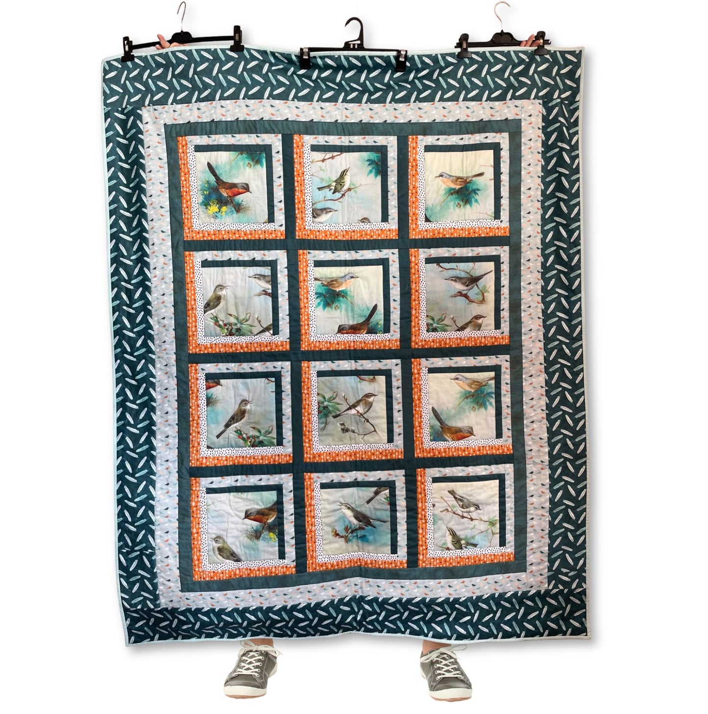 Kit patchwork - Couverture aux Oiseaux peints en coton bio