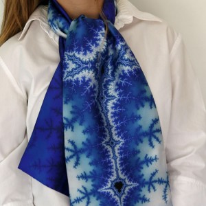 Double sided scarf in satin silk custom printed with a fractal pattern