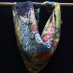 Klimt silk scarf "Lady with a fan" - Fibra Creativa