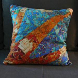 linen cushion Gaudi mosaic print