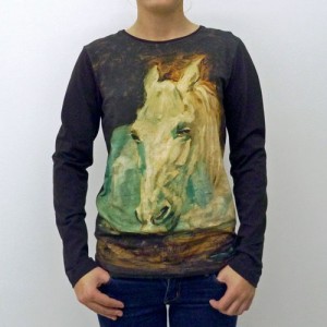 All-over printed T-shirt Toulouse-Lautrec horse portrait painting Fibra Creativa