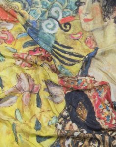 foulatrd Klimt Dame à l'éventail détail de l'impression haute définition sur soie