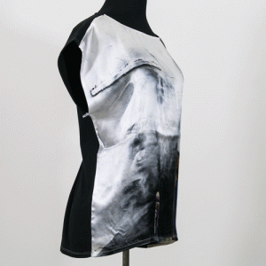 Silk blouse printed with a picture