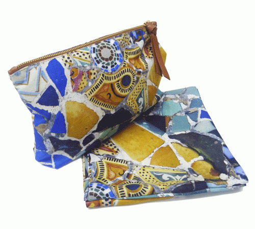 Foulard et pochette Gaudi, trencadis