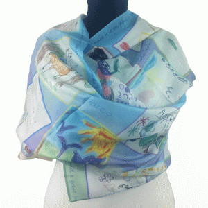 teacher gift custom printed silk scarf with students drawings