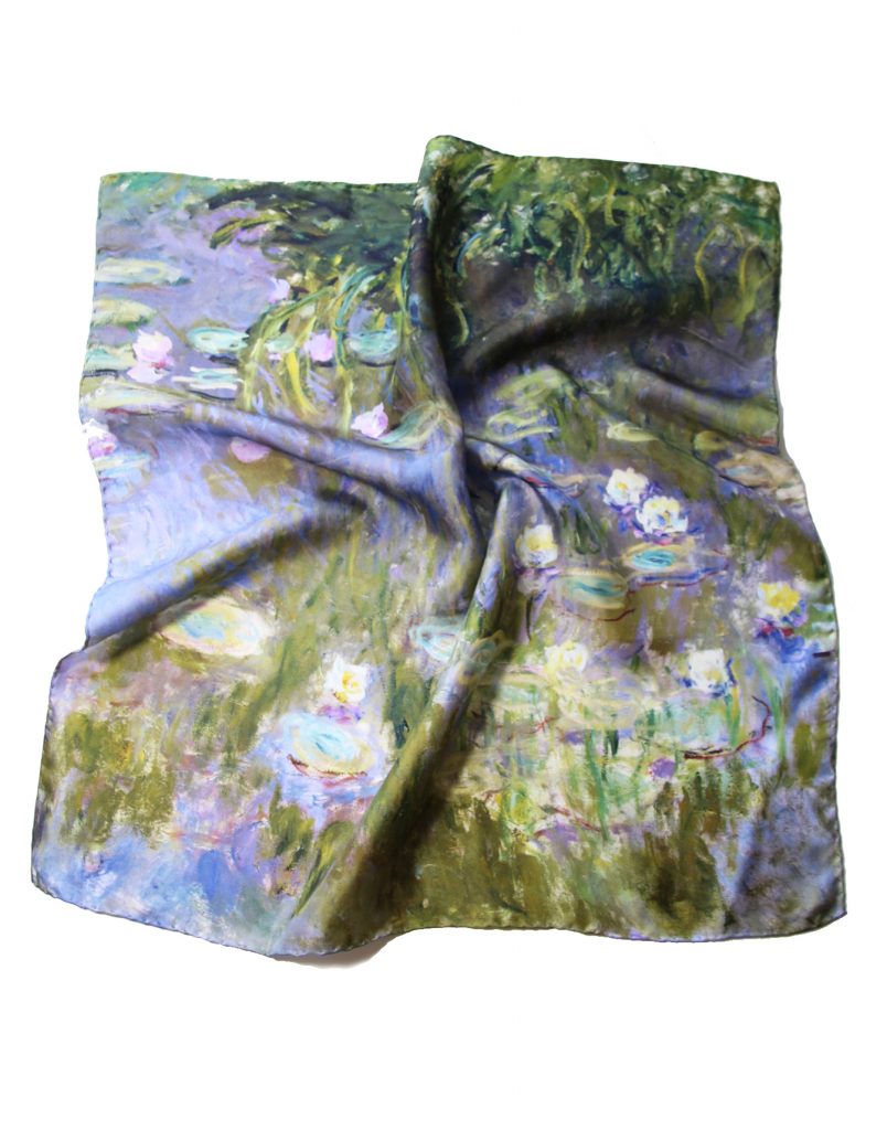 foulard en soie Claude Monet Nymphéas 100% soie naturelle - Fibra Creativa